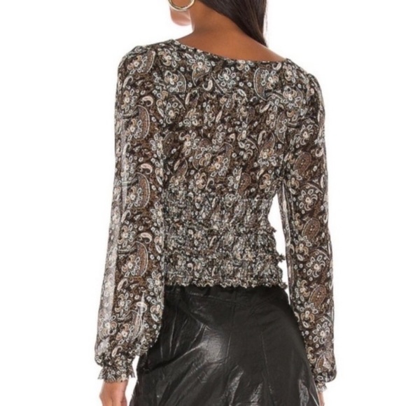 Free People Lolita Floral Print Blouse Dark Combo - Picture 4 of 8